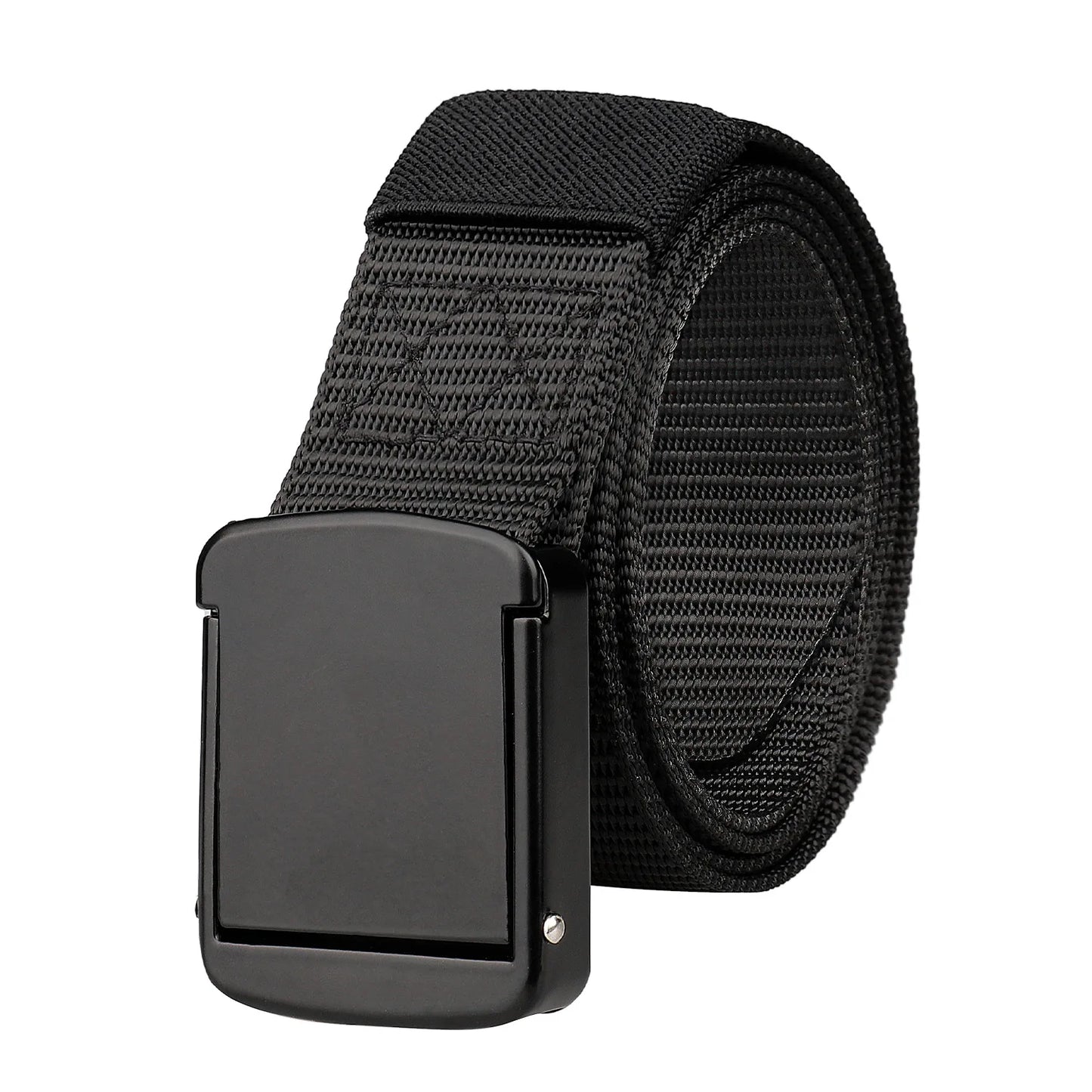 Wholesale Low MOQ Alloy Buckle Black Men Belt Cheap Fashion Design Custom Woven Webbing Fabric Belts with Automatic Buckle