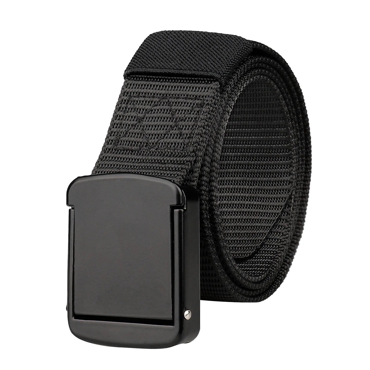 Wholesale Low MOQ Alloy Buckle Black Men Belt Cheap Fashion Design Custom Woven Webbing Fabric Belts with Automatic Buckle