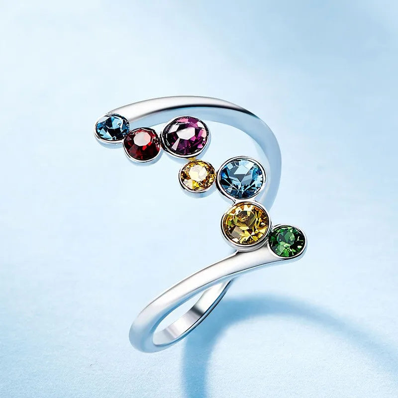 CAOSHI the New Fancy Colorful Cubic Zirconia Finger Rings Metal Lady Silver Plating Exquisite Women's Rings Factory Wholesale