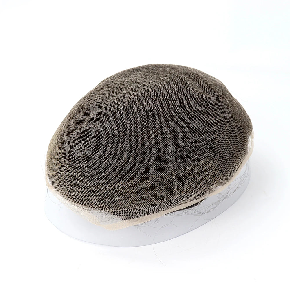 French Lace Hair System for Men 100% Human Hair Men Wig Replacement Systems Comfortable Men's Capillary Prothesis Piece Male 