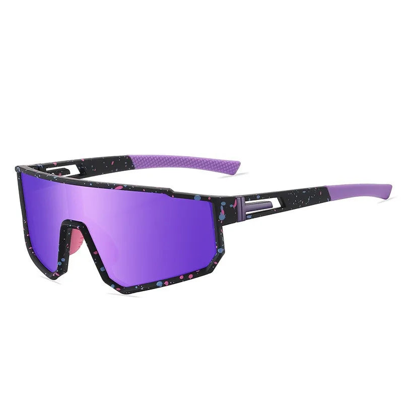 High Quality Y2K Men's Sunglasses Custom Sports Goggles with One Piece Lens Fashionable PC Frame TAC Lenses for Outdoor Ridin