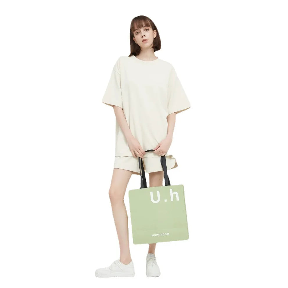 Light Green High-grade White Cardboard Tote Clothing Store Takeaway Shopping Jewelry Bag