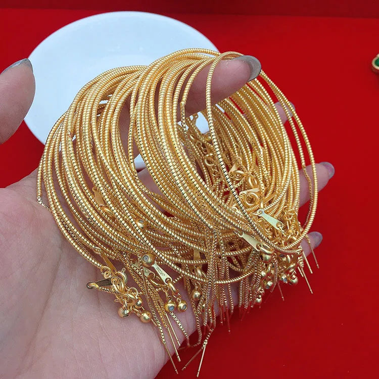 BCL1272 Half Finished Gold Adjustable Slider Bangle Bracelet Chain  Matte Gold Snake Chain Bracelet With Lobster Clasp and Pi