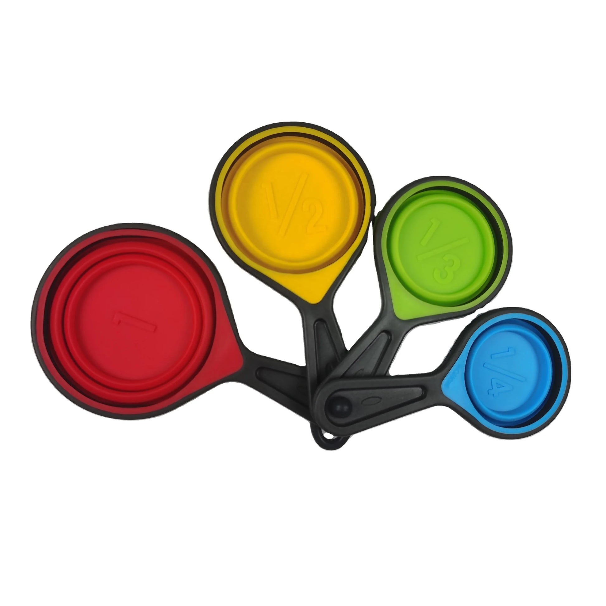 Colorful Eco-Friendly Collapsible Silicone Measuring Cups Spoon Dishwasher Safe Custom Logo Packaging for Kitchen Cooking Use