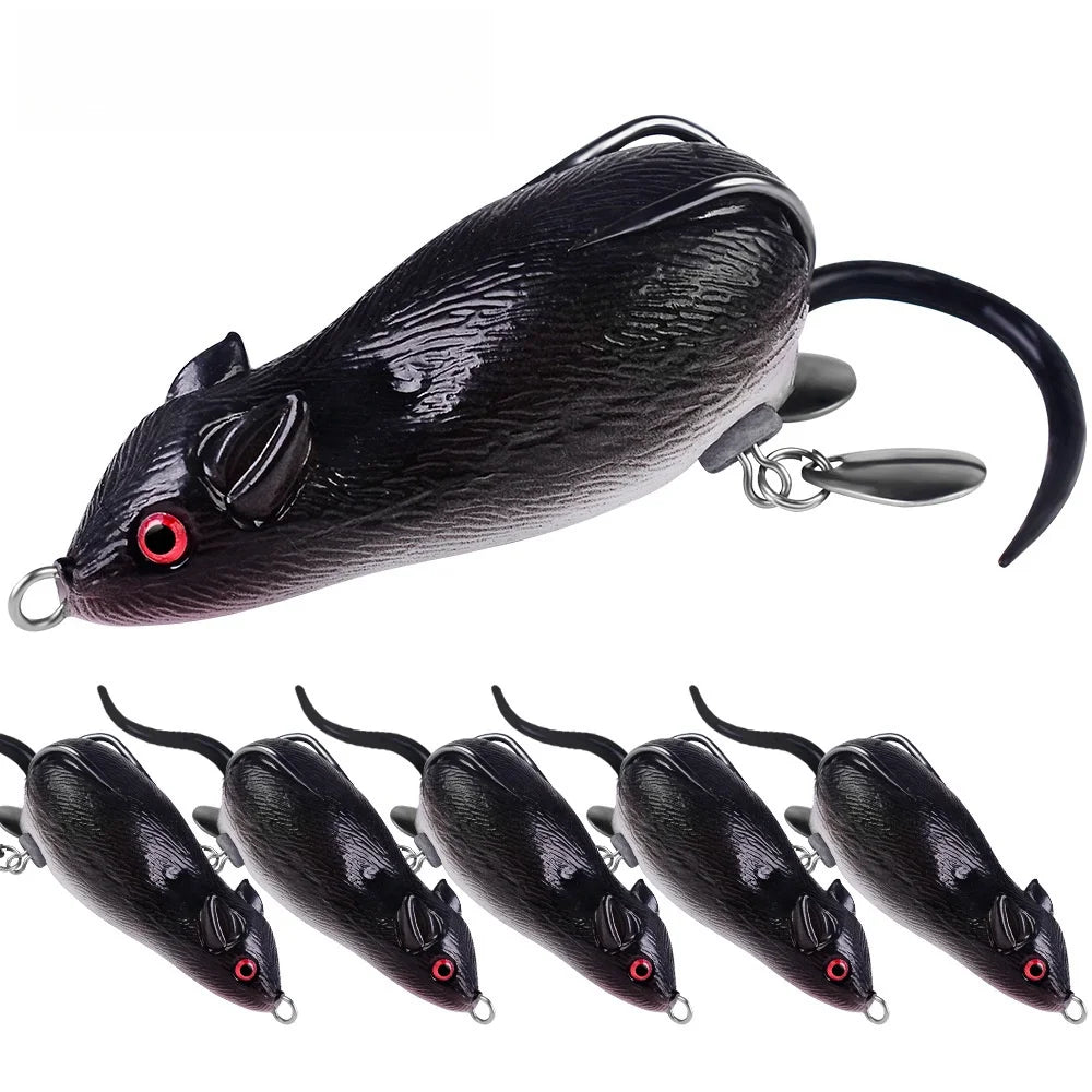 New Topwater Floating 3d Eyes Bait 70mm 17.43g Mouse Soft Pvc Fishing Lures
