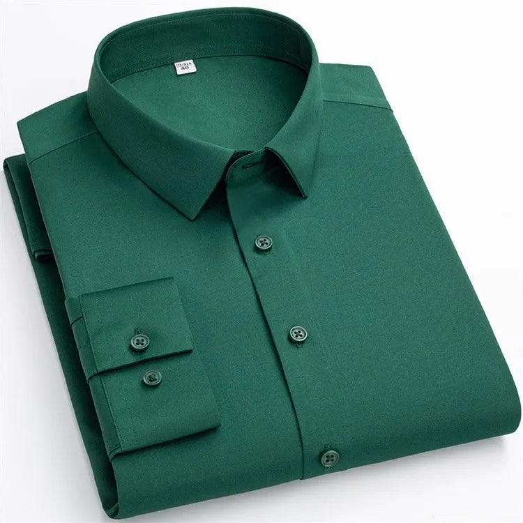 Wholesale Men's Long-sleeved Stretch Shirt Fashion Business No-iron Plain Shirt