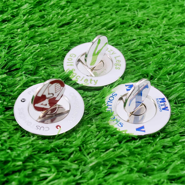 Metal Golf Ball Marker Stamping Silver-Plated Hard Enamel Custom OEM Design Golf Accessories