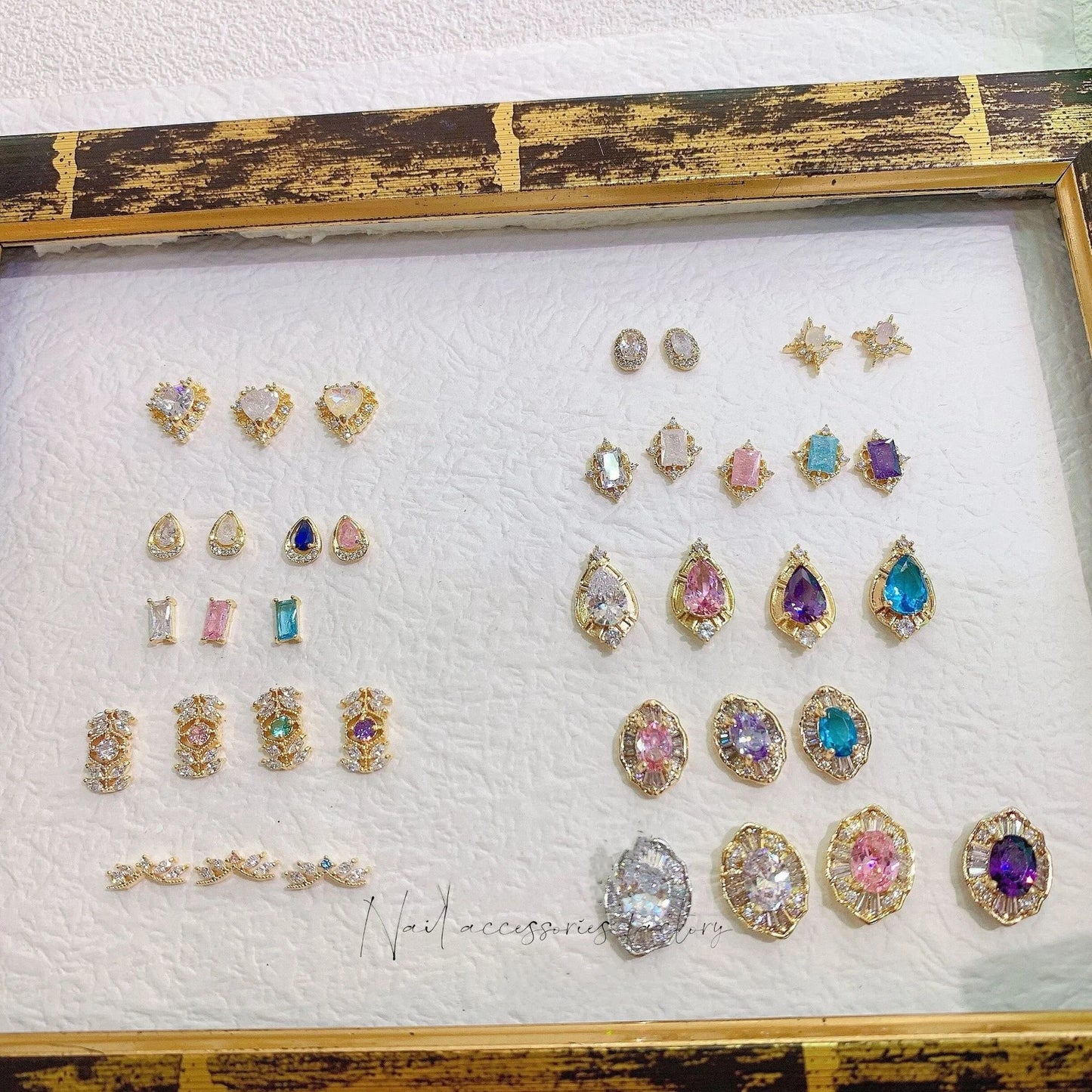 Wholesale Luxury 3D Colored Ice Flower Zircon Jewelry Oval Heart Diamond Nail Art Stone Decoration for Nail Rhinestones