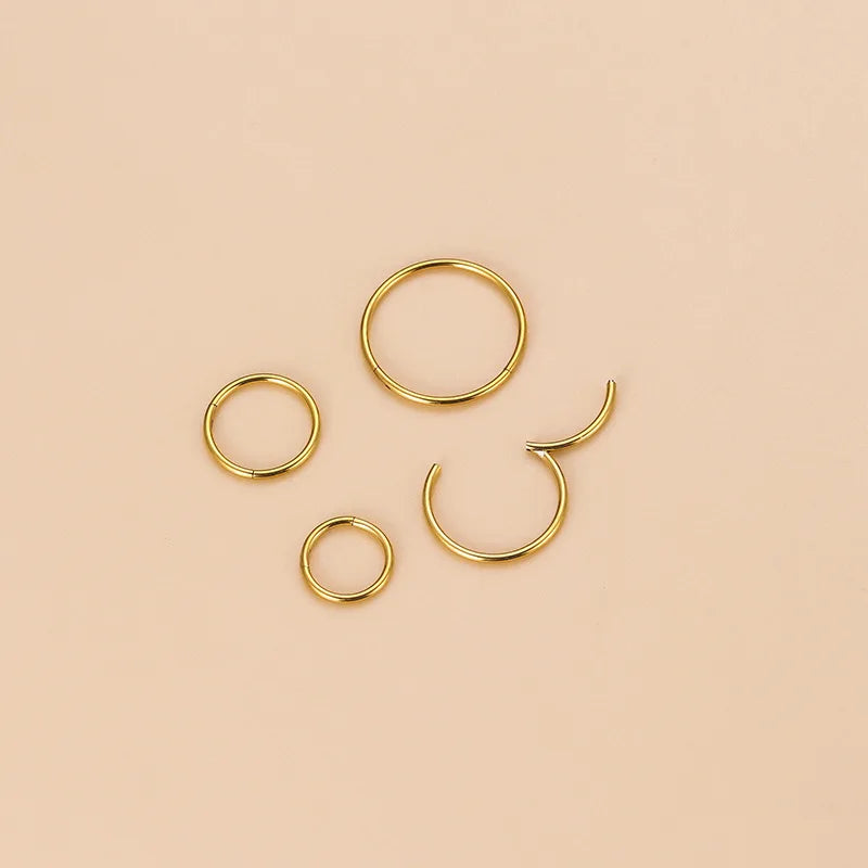 6mm 8mm 10mm 12mm Hoop Nose Rings for Women Stainless Steel Gold Plated Lip Rings Men