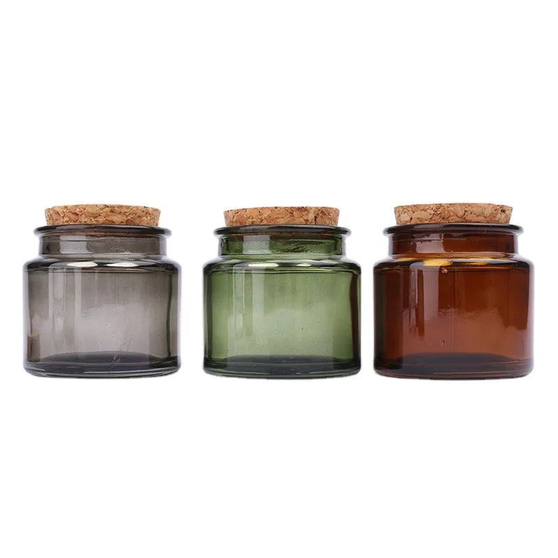 Mini 3oz Empty Amber Glass Candle Jars With Cork Lid 90g Small Green Home Wax Holders Christmas Easter Customizable Logo Prin