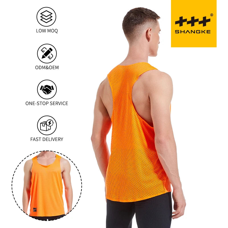 Breathable Lightweight Sporty Gym Tank Top Seamless Vest Custom Made Sleeveless T-shirt with Print