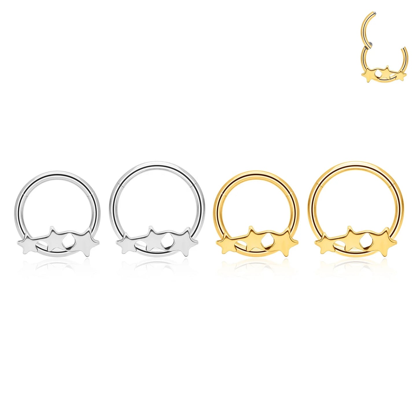 Titanium 16G Septum Clicker Nose Rings Double Hoop Open Stack Daith Helix Tragus Cartilage Earrings Conch Piercing Jewelry