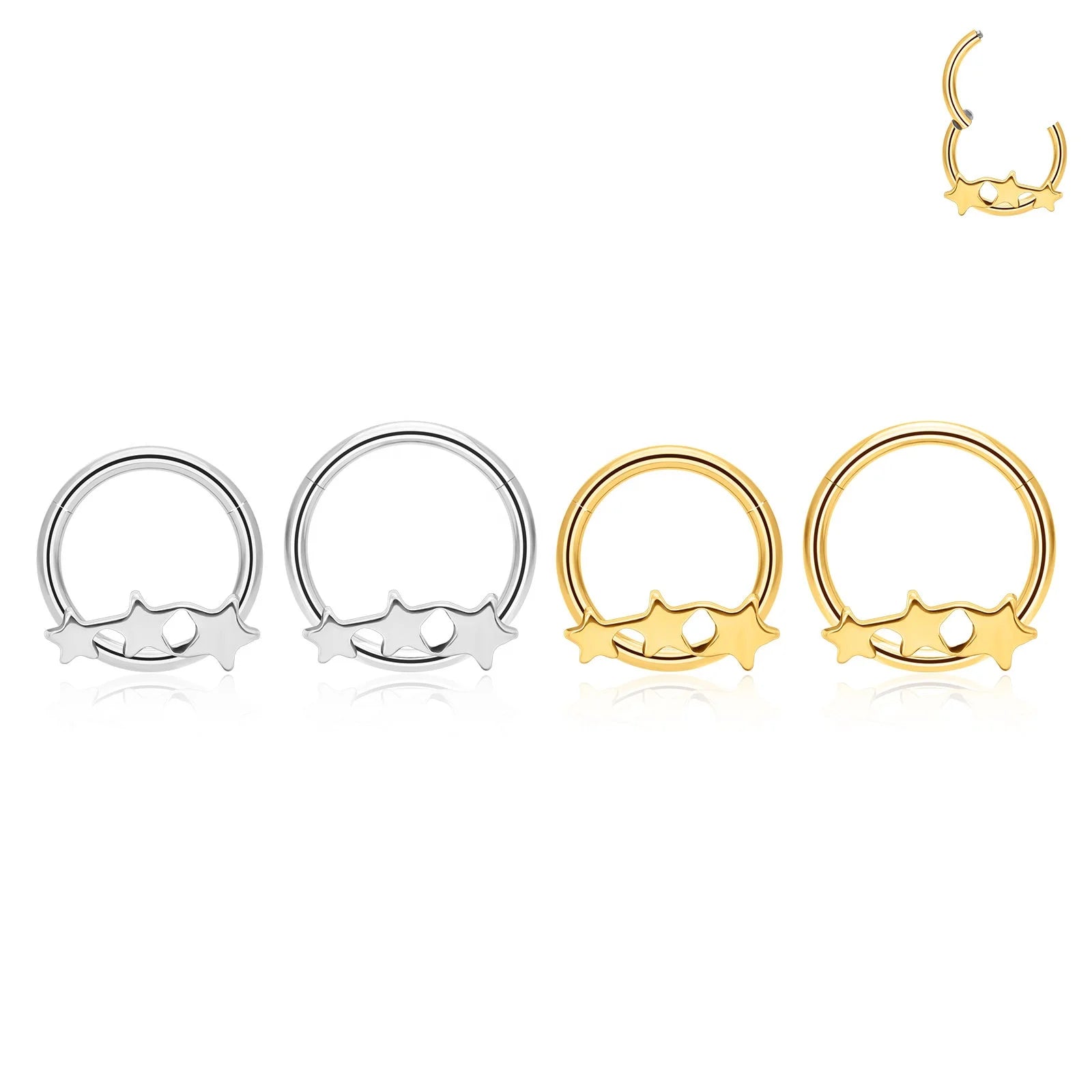 Titanium 16G Septum Clicker Nose Rings Double Hoop Open Stack Daith Helix Tragus Cartilage Earrings Conch Piercing Jewelry