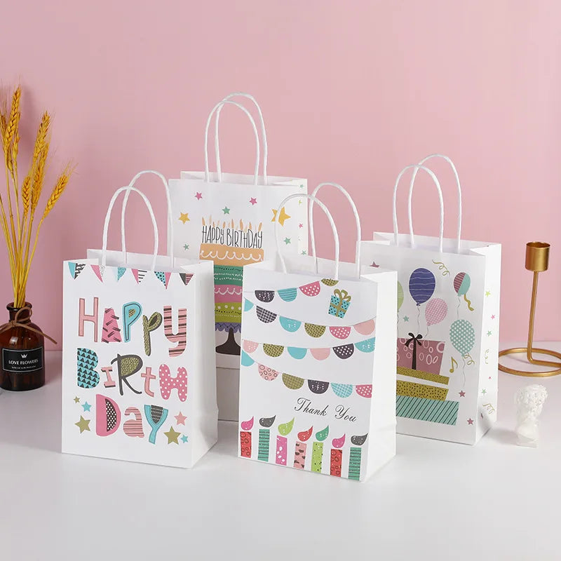 Hot Sales Birthday Gift Packaging Wholesales White Kraft Paper Bags New Shopping Clothing Packaging