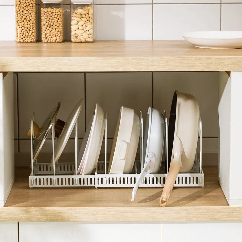 Factory Supply Stretchable Iron 10 Hooks Kitchen Dish Rack Metal Pot Rack Storage Holder