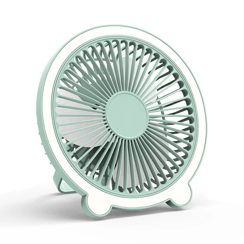 Hot Selling Mini Portable Fan with Led Light Outdoor Handing Fan Rechargeable Desk Fan