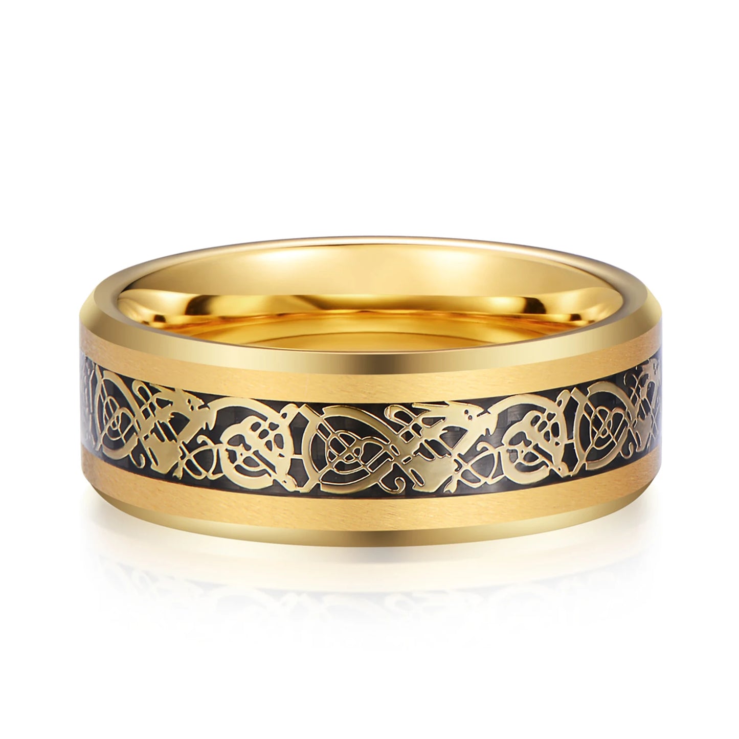 In Stock Luxury Tungsten Gold Jewelry 8MM Gold Wedding Ring Gold Men Ring Tungsten Engagement Ring
