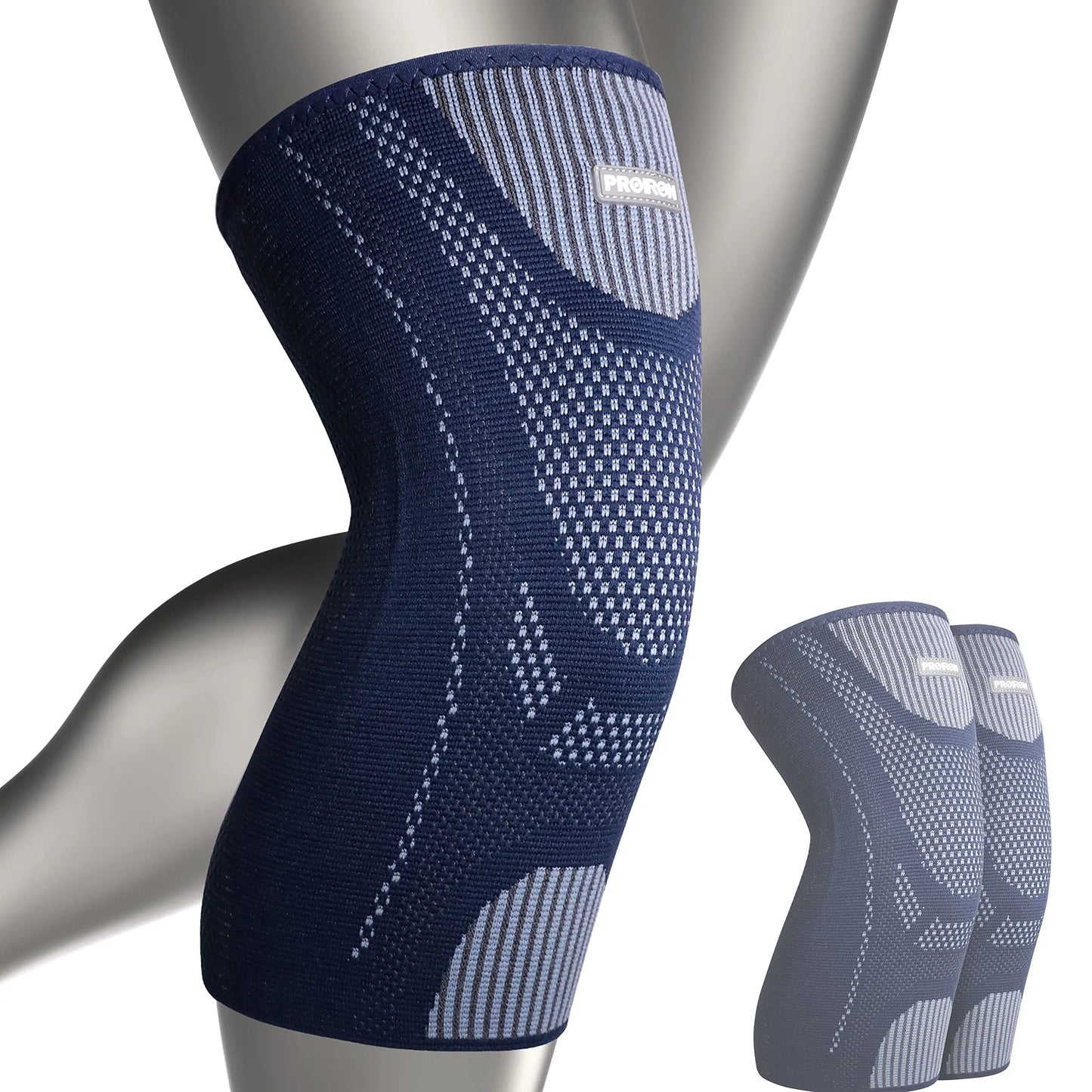 PROIRON Knitted Grey Sports Spring Loaded Professional Knee Supports Sleeve Compression Sports Stretch Patella Knee Brace