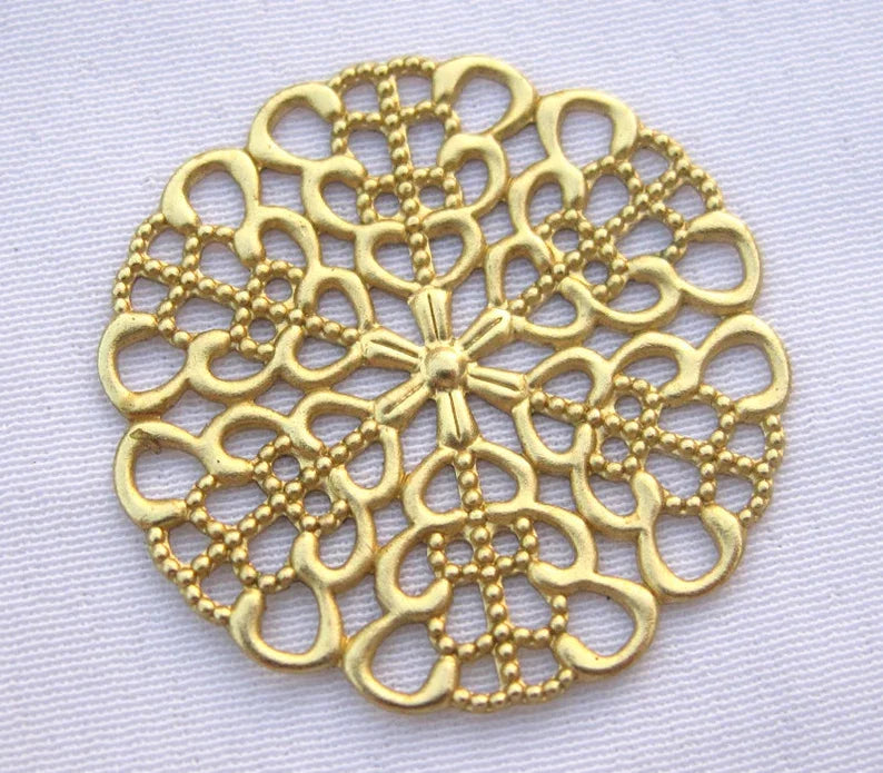 Round Brass Stamping 25mm Filigree Findings Jewelry Making Components