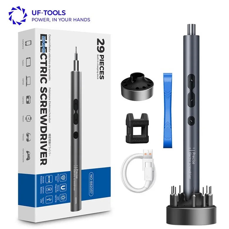 Mini Electric 29 in 1 Precision Screwdriver Set Small Cordless Power Screwdriver with LED Light 24 Magnetic Bits Battery Powe