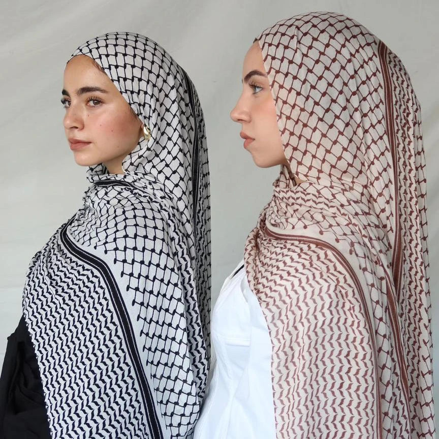 2024 New Palestinian Chiffon Hijab Printed Keffiyeh Scarf for Women Muslim Head Scarf Kufiya Shawl for Spring