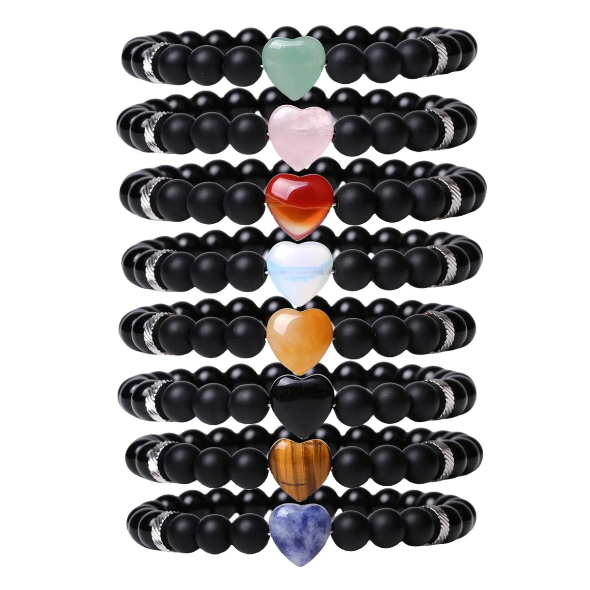 Wholesale Stainless Steel Spacer Bracelet Charm Gemstone Beaded Crystal Natural Gemstone Beads Bracelet