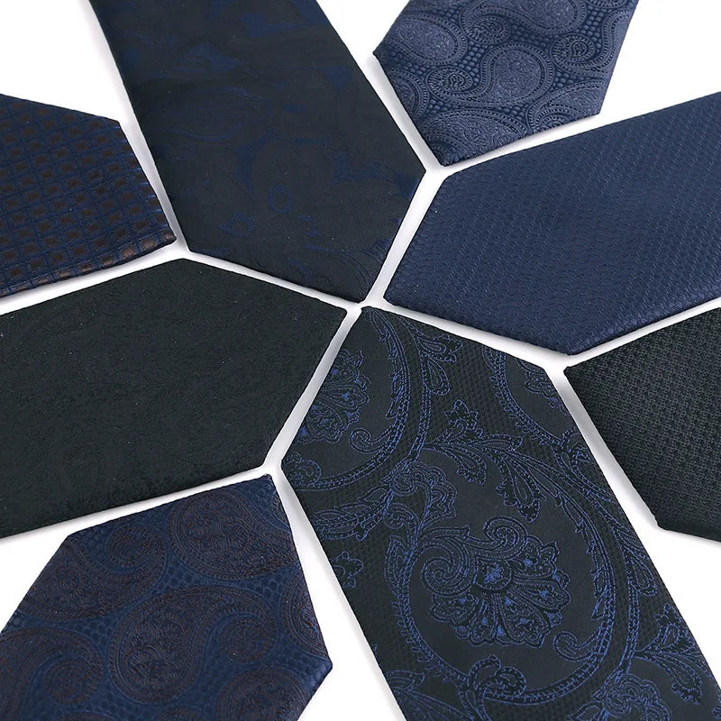 Dark Blue Black Ties for Mens Luxury Shirt Collar Necktie Paisley Floral Slim Tie Business Suit Accessories Man Wedding Crava