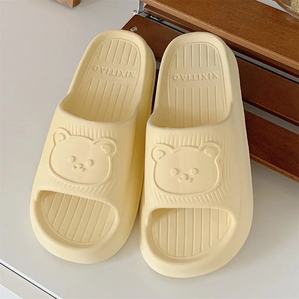 XIXITIAO RST Fashion Indoor Cartoon Bear Summer Home House Anti Slip Unisex Cheap EVA Girls Slides slippers for Women Ladies