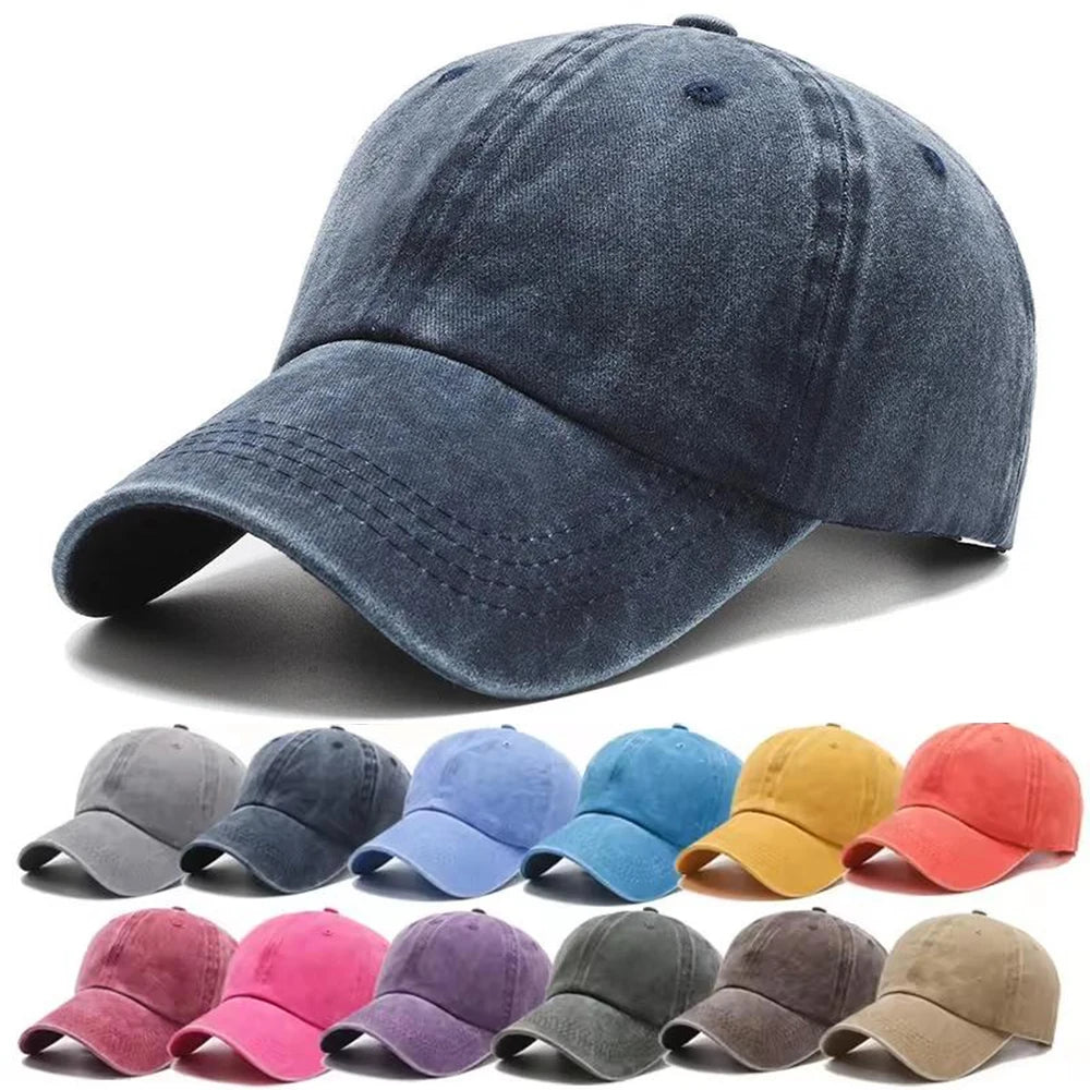 Wholesale Custom Logo Retro Vintage Cotton Adjustable Unstructured Dad Hats Solid Color Distressed Washed Sports Baseball Cap