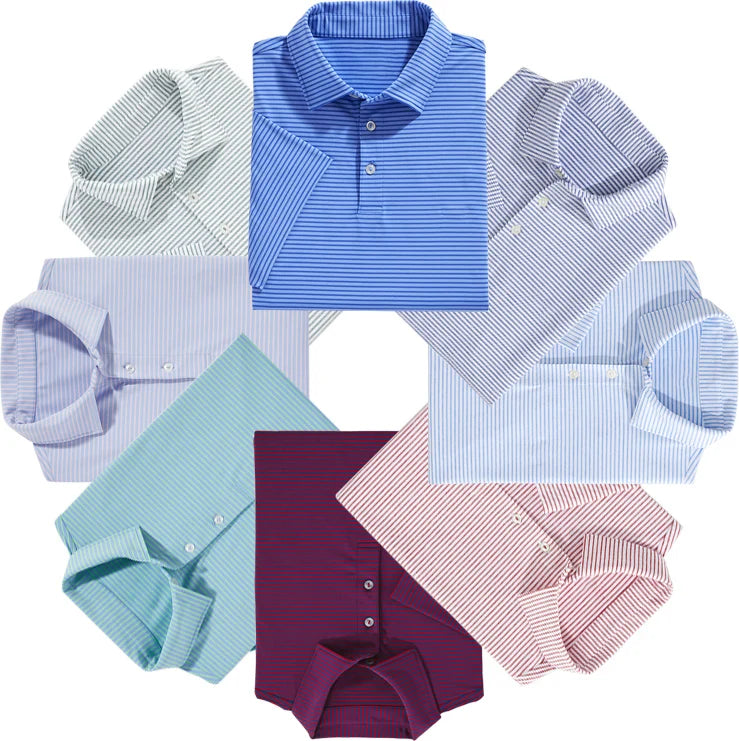 Factory Wholesale Breathable Golf Clothes Mens Custom Anti-Wrinkle Striped Golf Polo Shirt