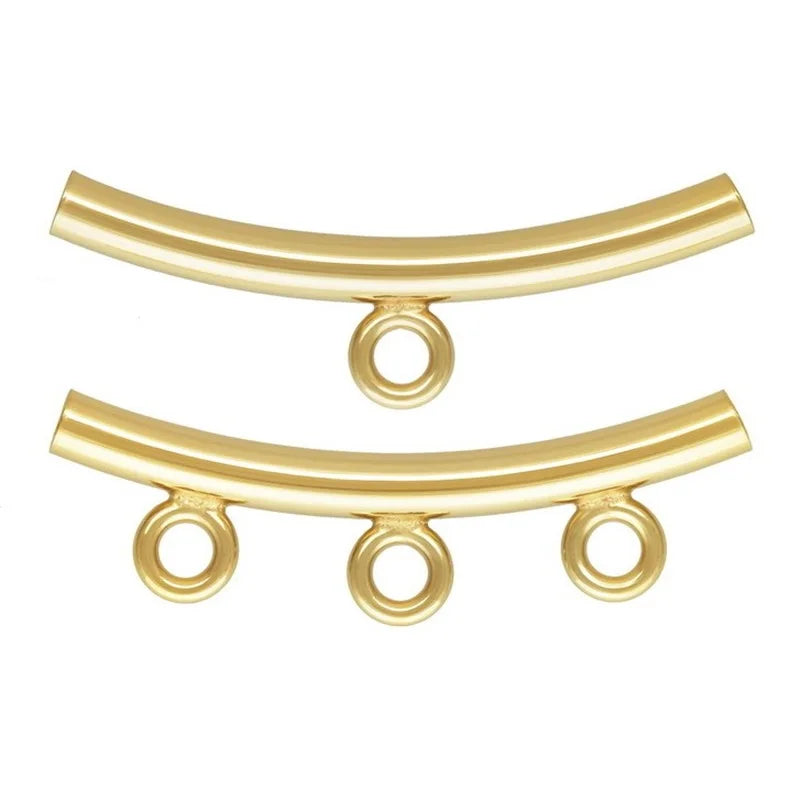 Non Tarnish GF Real 14K Gold Filled Curved Tube with Ring for DIY Jewelry Necklace Bracelet Making Findings Accessories