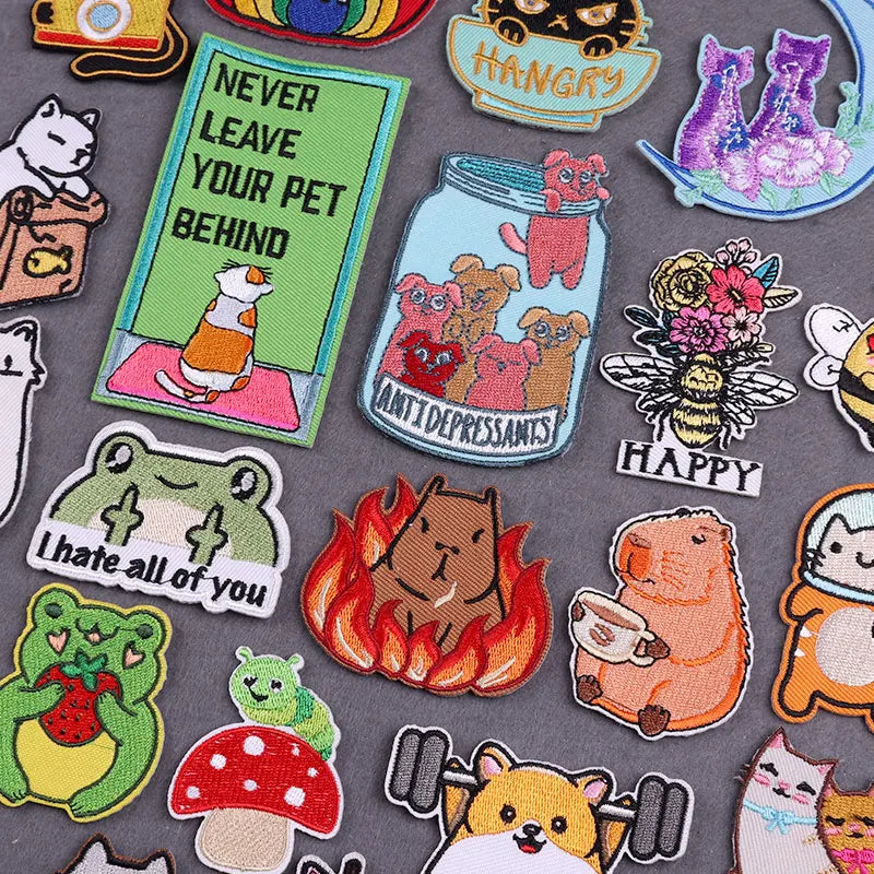 Cartoon Embroidery Patch Cute Animal Iron on Patches for Clothing DIY Cartoon Badge Custom Design Embroidered Patch