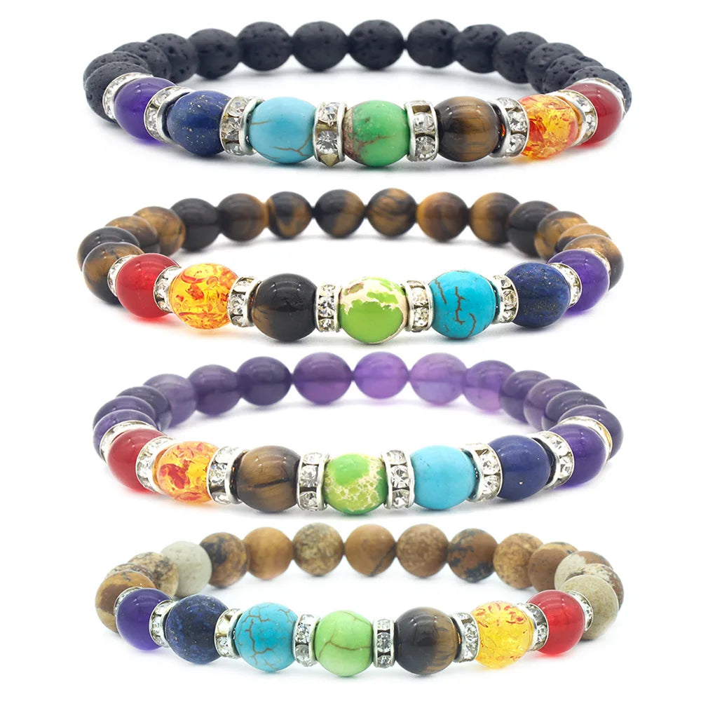 MANCHAO Colorful Volcanic Stone Beaded Bracelet with Elegant Pearl Trendy Women's Jewelry for Yoga Parties & Anniversary Gift