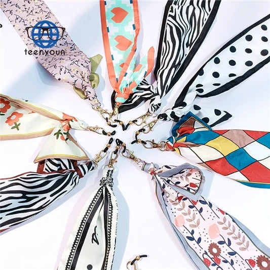 Teenyoun Bohemian Silk Scarf Glasses Chain Hanging Rope Women Retro Printed Ribbon Sunglasses Lanyard Eyewear Accessories