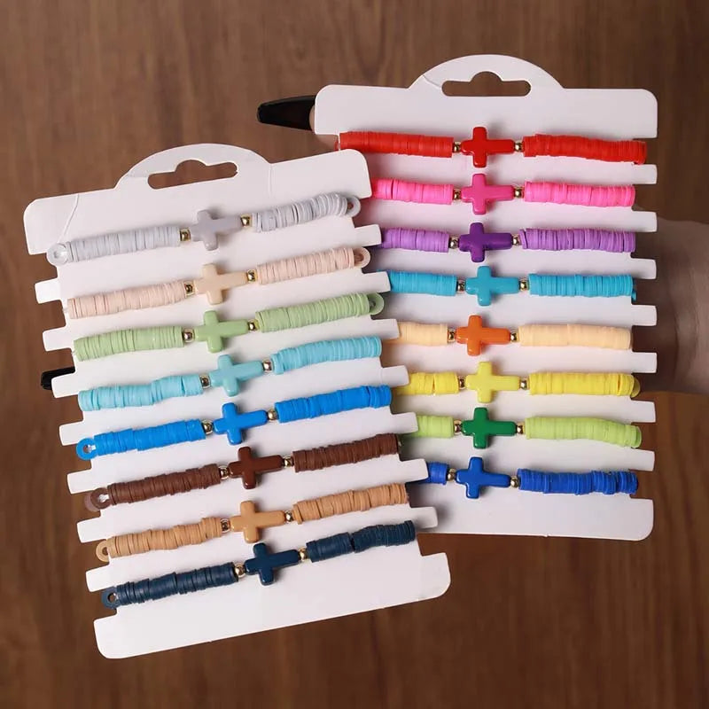 Fashion Jewelry 2025 Trending New Product Ideas Bohemia Style Colorful Rubber Cross Silicone Bracelet for Girls