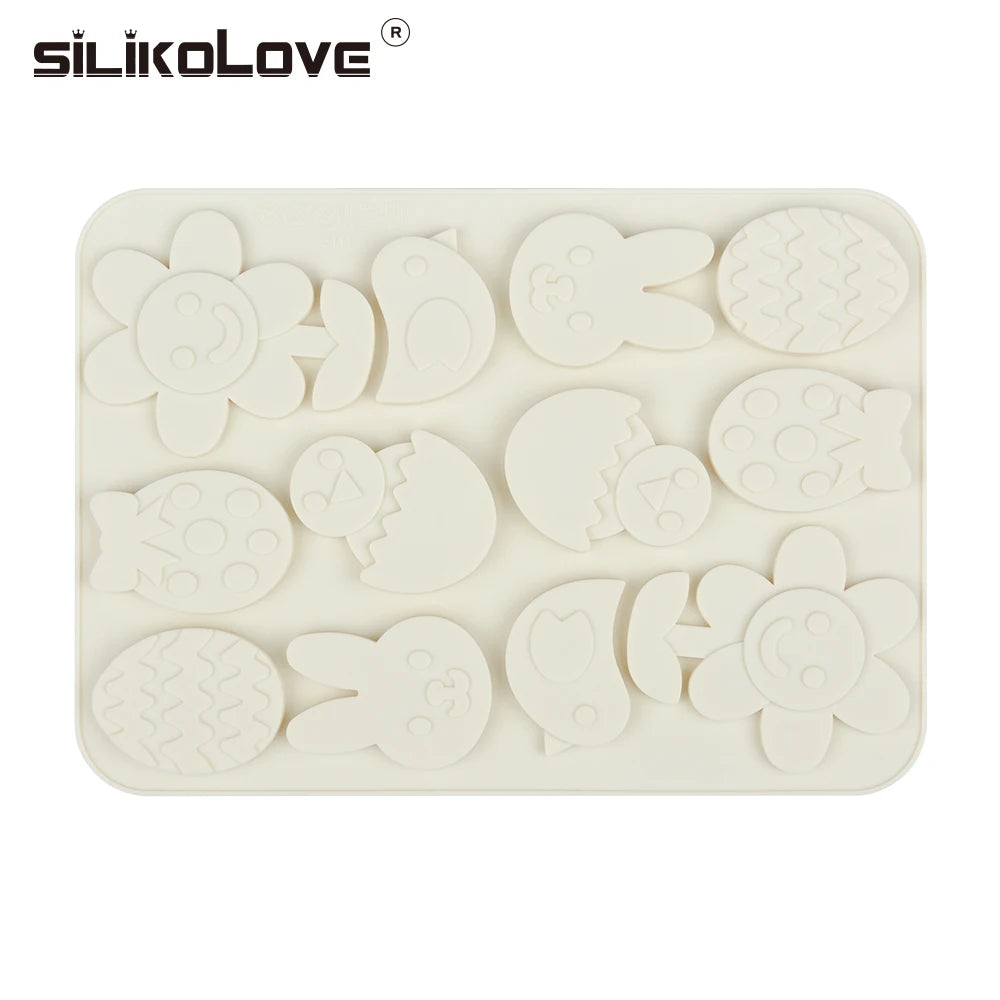 Classical Easter Egg Shape Clay Sugar Gumpaste Cake Decorating Biscuit Cookies Food Grade Silicone Candy Mold