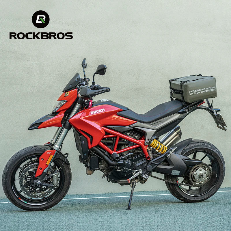 ROCKBROS High Capacity Green Tail Bag Motorcycle Waterproof Saddle Bags Bicycle Rear Rack Pannier Duffel Delivery Bag Motorcy