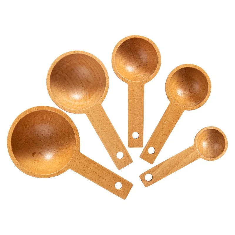 Beech Measuring Spoon Set Kitchen Baking Gram Measuring Scale Solid Wood Milk Powder Coffee Spoon Gram Measuring Spoon
