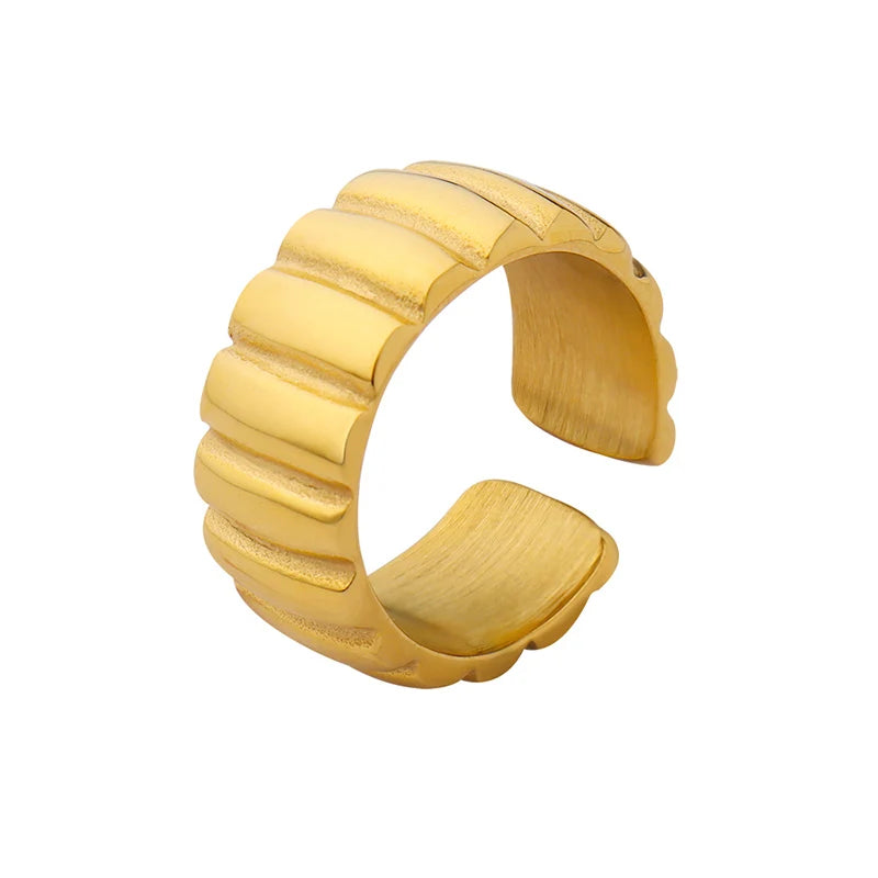 Threaded Stripe Open Ring Woman Ring Stainless Steel Womens Jewelry Engagement Rings for Women Glass Beads Customized Size 1p