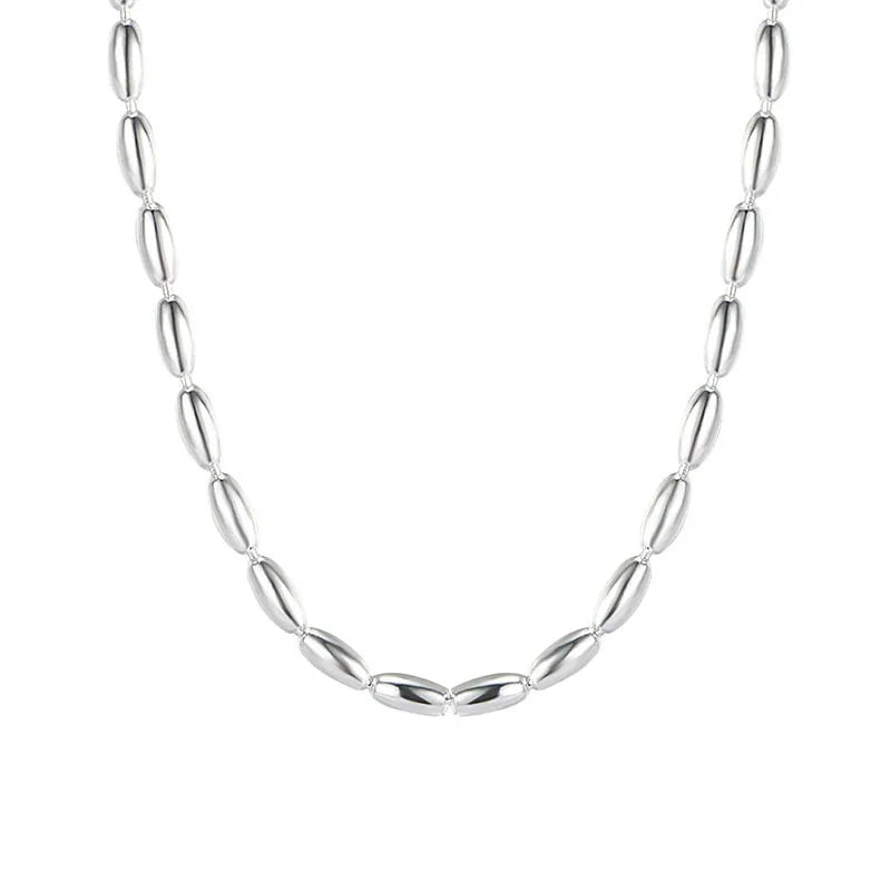 Fashion 925 Sterling Silver Olive Bead Necklace Simple Chain Men Necklace Fine Jewelry Necklaces for Women Wholesale