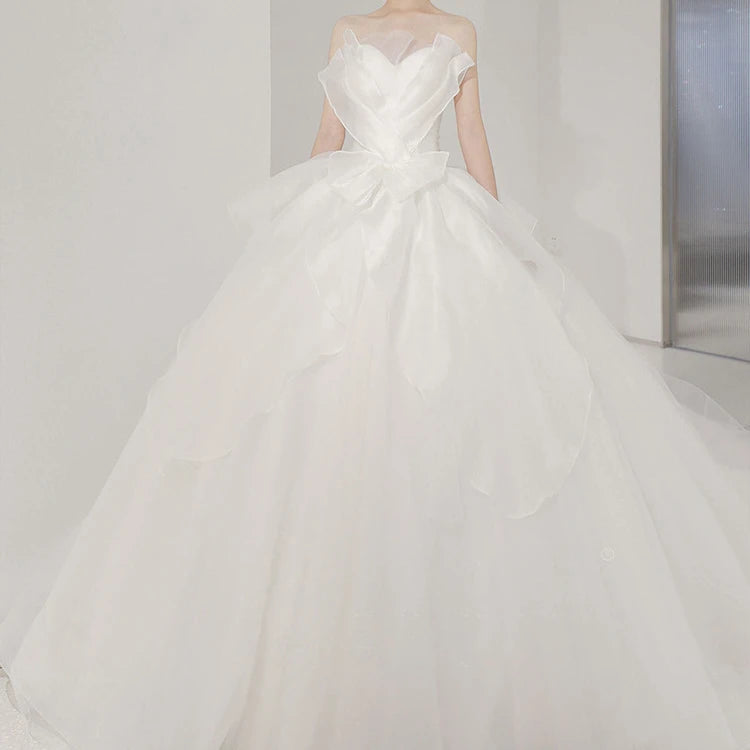 AL1142 Wholesale a LINE Wedding Dress for Women White Elegant Women Evening Wedding fairy Simple Wedding Dresses for Bride