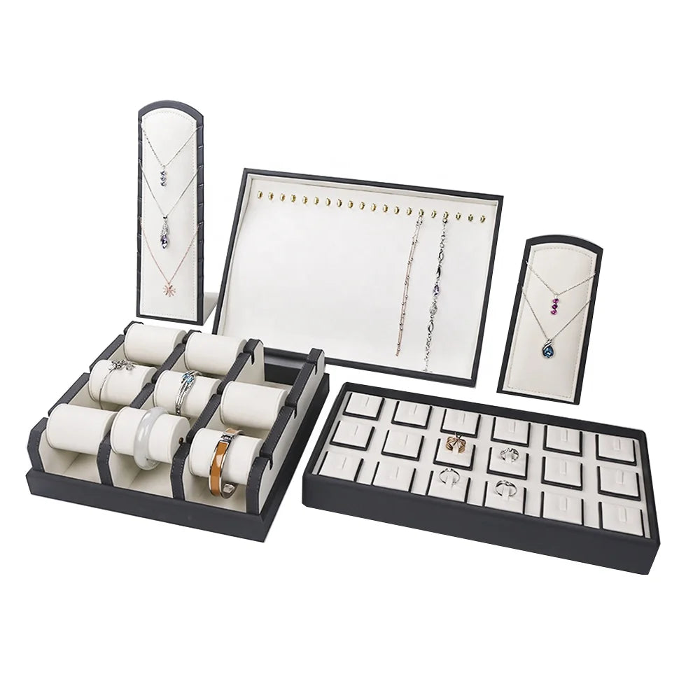 High Quality Leather Jewelry Organizer Tray Shop Display Container for Necklaces Rings Earrings and Bangles