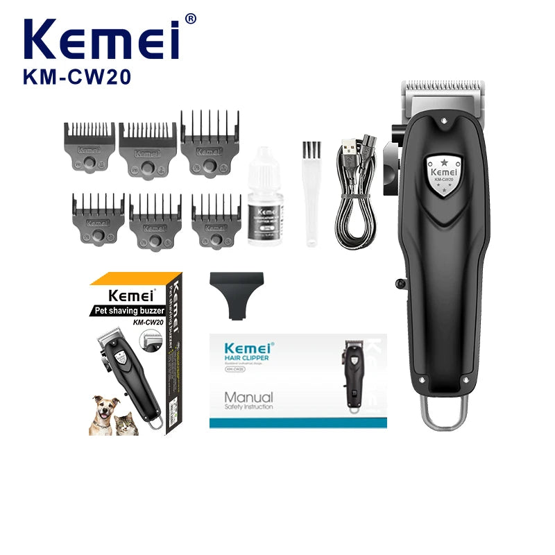 KEMEI Km-CW20 Electric Pet Hair Clipper 8000RPM 2000mAh Cat Hair Grooming Machine 8W USB Charging Dog Nail Trimmer Set Wholes
