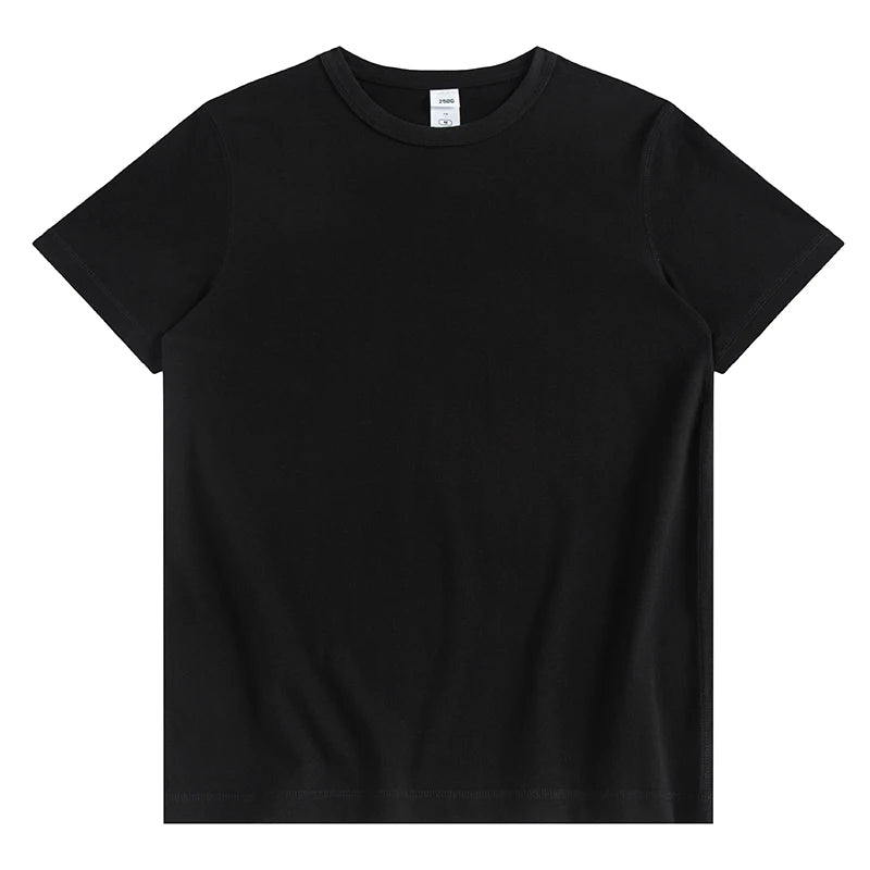 Men's Luxury Cotton Summer Short Sleeve T Shirt 250gsm Heavyweight Tee Tshirt Custom Logo Design Solid Plain Blank T-Shirt