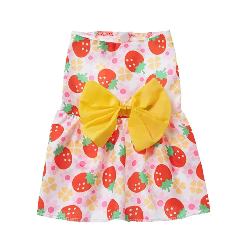 Teddy Pet Dog Summer Dress for Small Dogs Floral Printed Thin Skirt New Design Cotton & Polyester Sustainable Use