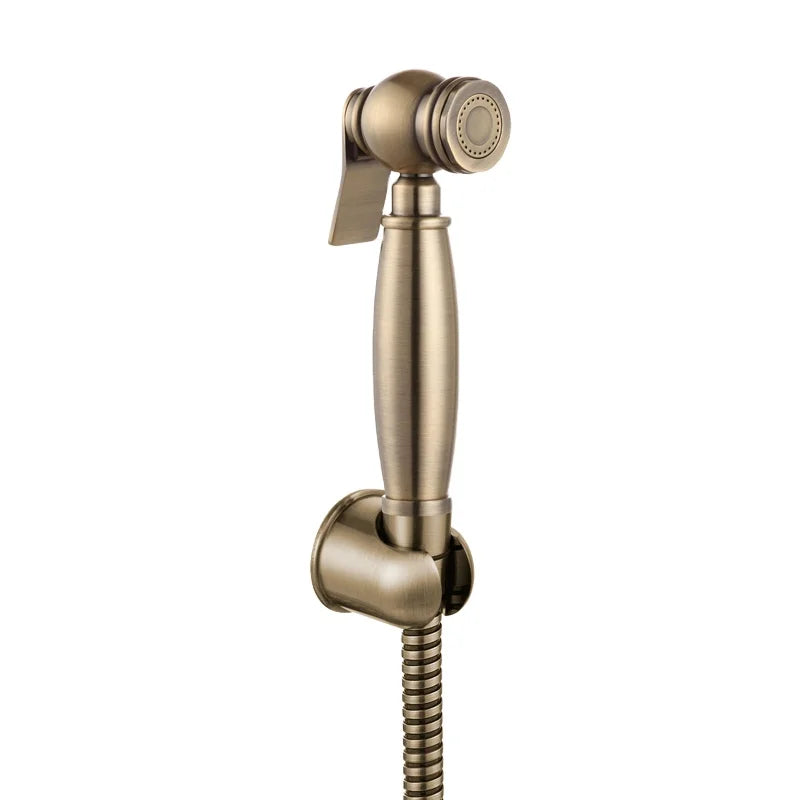 Antique Brass Plating Wall-Mounted Eco-Friendly Hotel Toilet Sitter Spray Set Bathroom Cleaning Nozzle Faucet Bidet Sprayer K