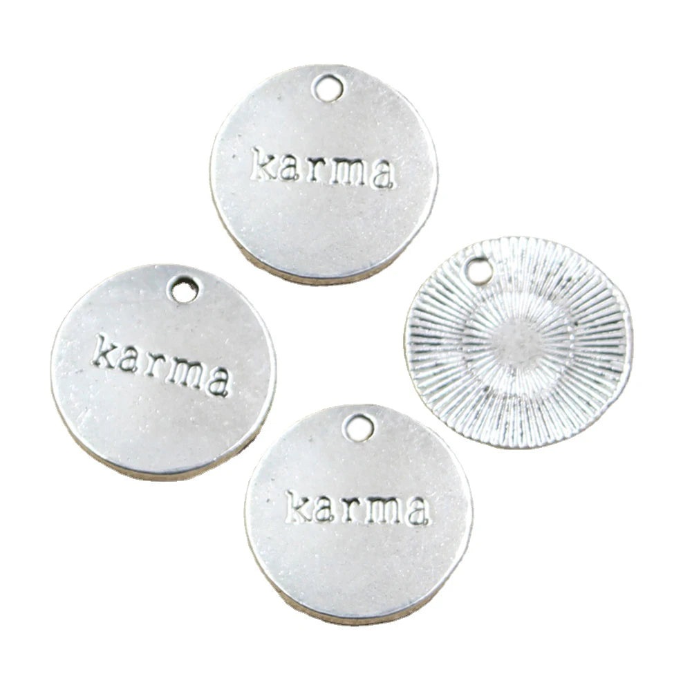 Charms Plates Karma 20x20mm Tibetan Silver Color Pendants Antique Jewelry Making DIY Handmade Craft