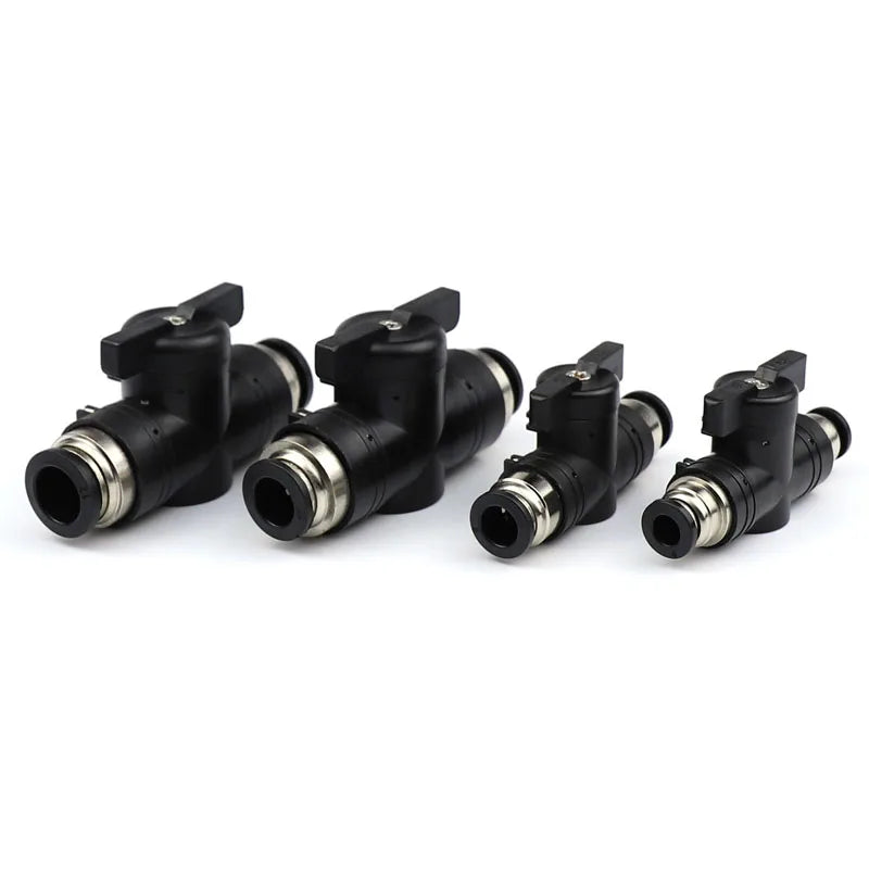 4/6/8/10/12mm Black Pneumatic Connector Quick Adapter BUC Hand Valve Switch Water Tube Fittings OEM Customizable Shut Ball Va