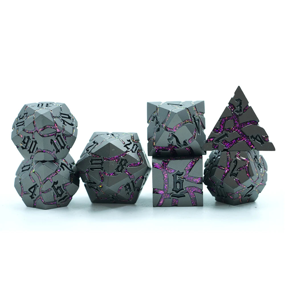 16mmMetal Dice Black and Green Mica Dice Set D6-D20 Customized Metal Dice Game