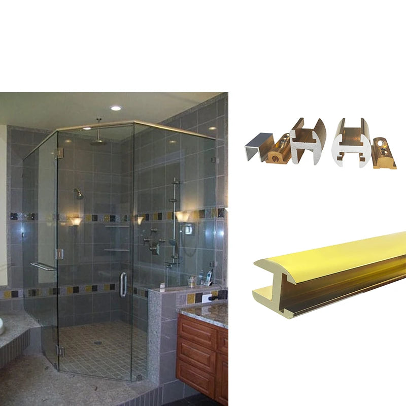 Brushed Finish Aluminum U Profile Shower Room Glass Frame Channel Weather Resistant Aluminum U Groove for Indoor Bathroom
